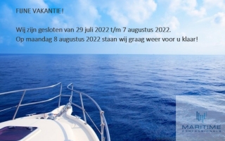 Maritime Professionals gesloten, fijne vakantie!